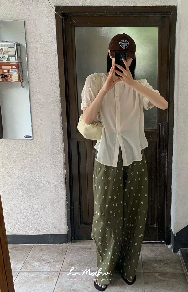 滿版印花車線長褲